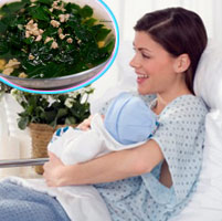Nước canh rau ngót rất tốt cho mẹ mới sinh nở.