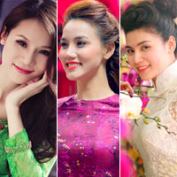 Sao duyên dáng với áo dài truyền thống