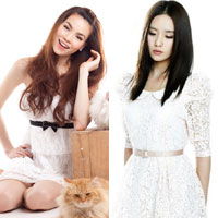 Váy ren nữ tính của Sao