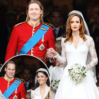 Ảnh cưới ghép của Brangelina và vợ chồng Hoàng tử William