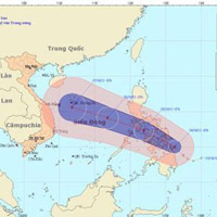 Vị trí và hướng di chuyển của bão Sơn Tinh