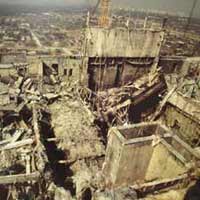 Quang cảnh vụ tai nạn tại nhà máy điện hạt nhân Chernobyl ngày 26/4/1986. (Ảnh: Memorywiki)