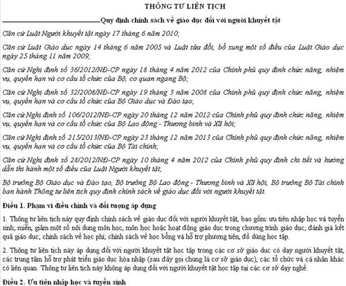 nguoi khuyet tat nang duoc xet tuyen vao dh - 1
