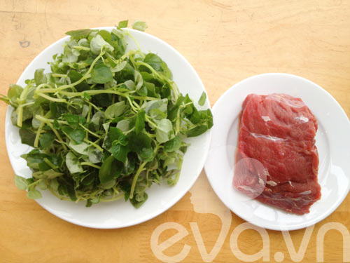 Mát ruột với rau càng cua trộn thịt bò - 1
