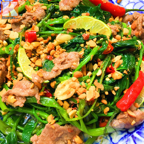 nom rau muong tron thit bo gion ngon - 8