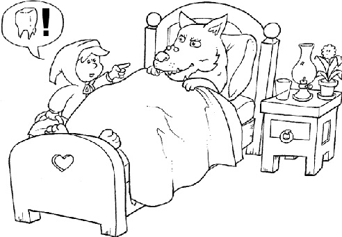 Tranh tô màu: Cô bé quàng khăn đỏ - 9