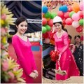 Làng sao - HH Ngọc Hân kiêu sa với sắc hồng