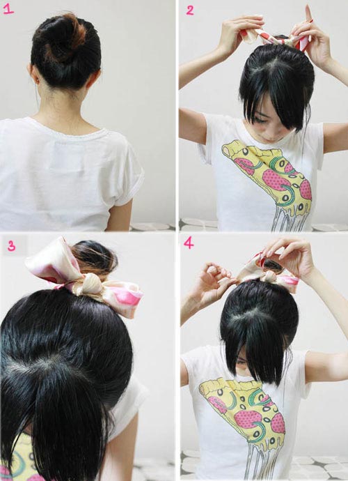 Buộc tóc dễ thương với khăn tay - 4