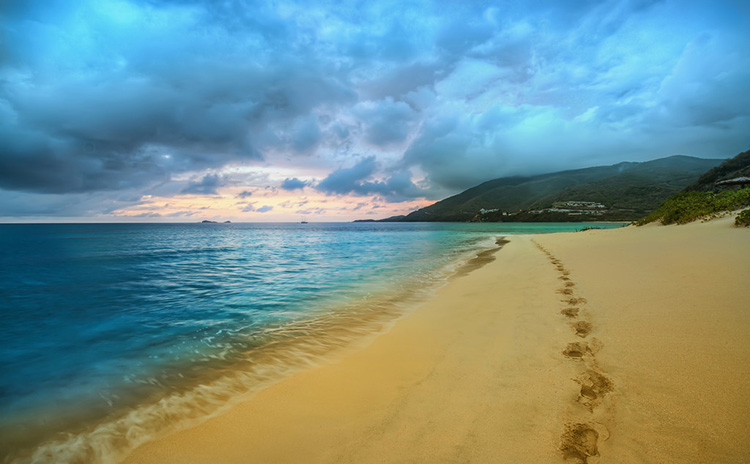 Vết chân trên bãi cát ở quần đảo Antilles vùng Ca-ri-bê.
