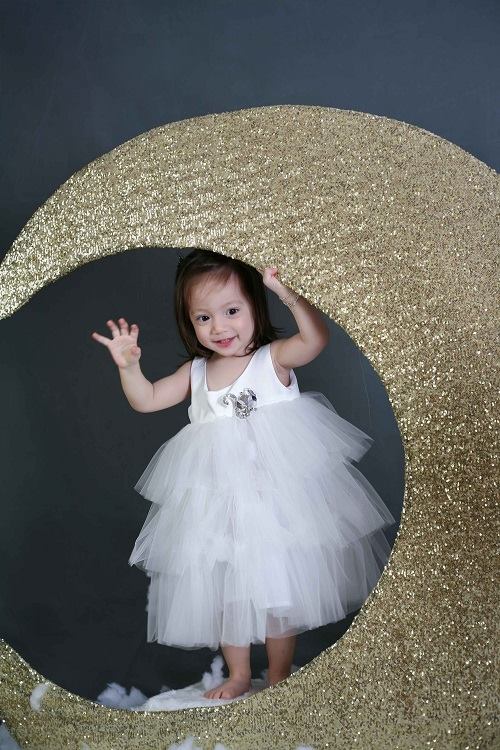 Váy trắng bé gái dự tiệc ROLIA vải 2 lớp chất mặc mát cho trẻ từ