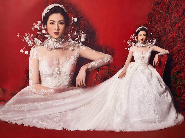 Chưa đám cưới, nhưng Á hậu Tú Anh đã được khoác lên mình chiếc váy cưới 3 tỷ