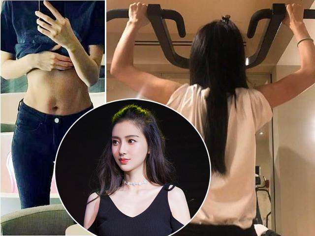 Không ai như gái một con Angelababy, hồn nhiên vạch áo khoe cơ bụng